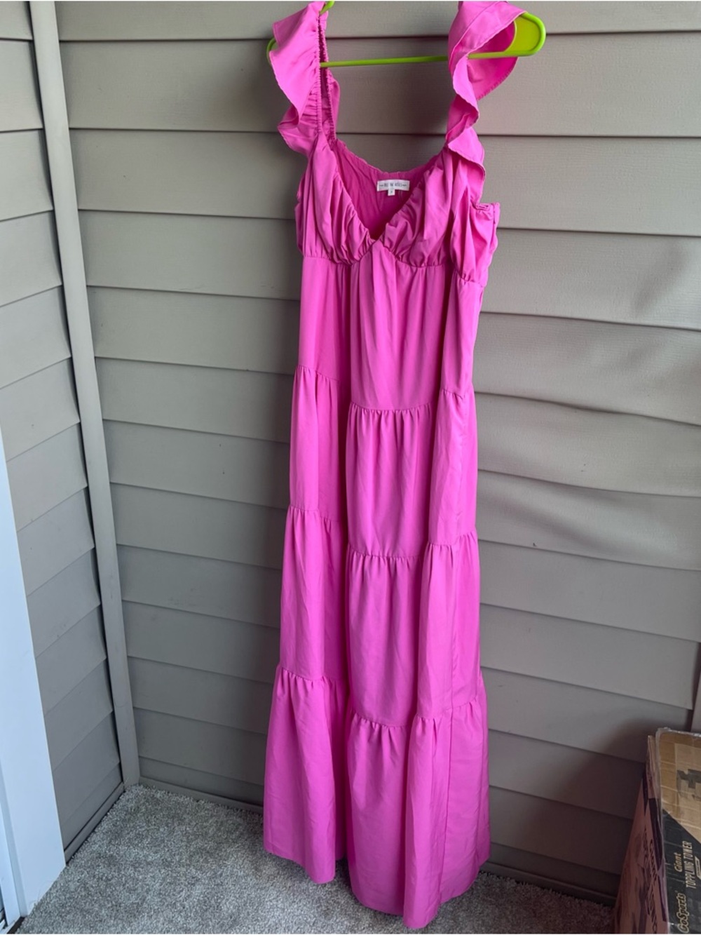Free The Roses Maxi Dress S Pink Ruffle Sleeves Tiered Lined Zip Closure